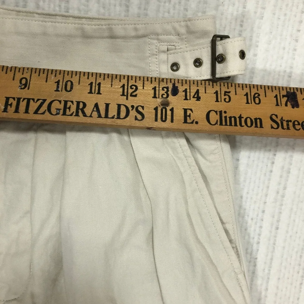 Banana Republic Cream Cotton Linen High Waist Cargo Pants Buckle Detail Size 2